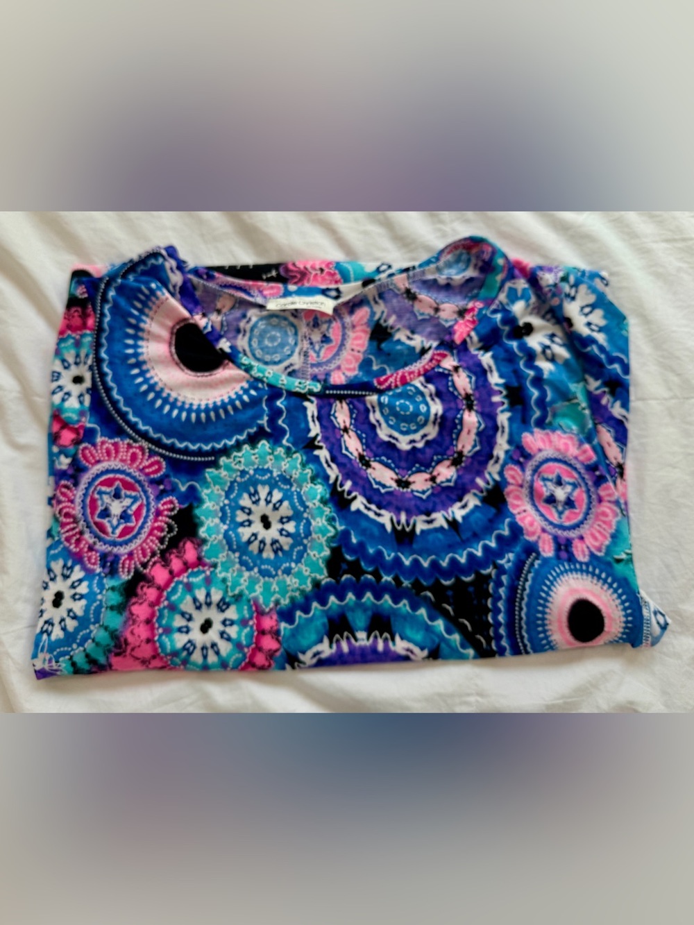 Women’s Blue Multicolor Medallion Print Dress
